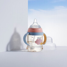 babycare会长大的奶瓶新生婴儿PPSU大宝宝吸管奶瓶宽口径耐摔 240ml-M奶嘴奶瓶-安伯灰