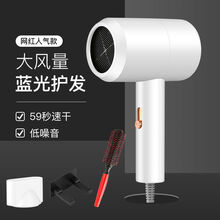 吹风机家用学生宿舍吹头发蓝光负离子冷热电吹风网红款不伤发丹虎 优雅白【卷梳+架子】