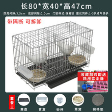 鸽子笼养殖笼家用大号特大繁殖配对鸽子笼大型不锈钢色鸽子笼鸟笼 80*40*47粪盘食盒砂杯草窝网格