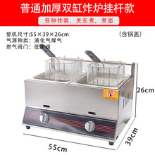 （依罗专卖）商用大容量燃气油炸锅多功能双缸炸串鸡叉骨油条炸机摆摊煤气炉子 加厚-普通双缸炸锅+炸锅(挂杆)