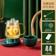 一壶百饮养生壶养生杯陶瓷分体式电热水杯迷你电炖杯办公室宿舍多功能热牛奶烧水加热杯炖汤煮粥杯 【祖母绿】0.7L玻璃杯A+陶瓷杯碗+底座D