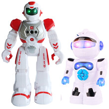 儿童男孩机械战警智能遥控新威尔电动机器人玩具早教感应跳舞 机械战警红+早教机器人 标配+USB充电线+电池