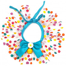 宠物配饰口水巾猫咪围嘴蕾丝珍珠吊坠狗狗项圈围脖可调节 蓝色波点 XS-超小型