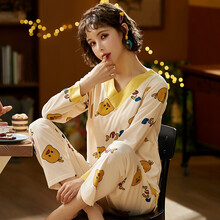 十月结晶同款 网红月子服春夏秋季纯棉产后喂奶哺乳衣怀孕期孕妇睡衣宽松5月份4 947网红鸭 M码建议(80-100斤)