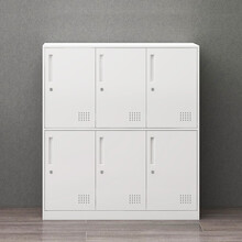 来福士学生书包柜办公储物柜鞋包收纳柜钢制铁皮矮柜学校教室存包柜带锁 白色 6门