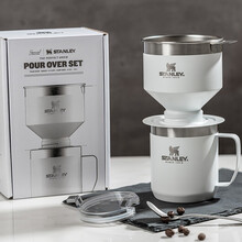 Stanley史丹利304不锈钢咖啡壶过滤杯家用手冲挂耳户外带水位刻度 咖啡过滤杯+370ml桌面杯-白色