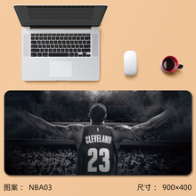 NBA鼠标垫超大篮球场大号桌垫 米白色 NBA03 900x400mm  4mm