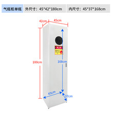 全钢加厚气瓶柜双瓶智能报警单瓶气体存储柜实验室危险气体安全柜 450*420*1800（单瓶-送报警器）