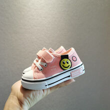 Disney/迪士尼同款儿童帆布鞋百搭秋季球鞋男童板鞋软底宝宝鞋幼儿园帆布女童小白鞋 C-6A粉色 29码/内长18厘米