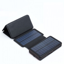 IRONGEER 户外便携式快充太阳能充电宝电充两用有光就有电野营大容量无线充 黑色+四块太阳能板