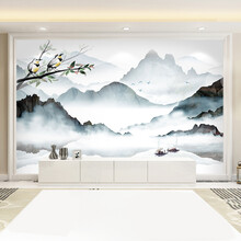 伊尔雅 3d新中式墙纸8d电视背景墙现代简约5d客厅大理石意境山水壁布影视墙定制壁画 定制无缝壁画(联系客服选择自己要的图案) 3D进口无缝珠光布