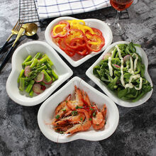 员创纯白陶瓷菜盘子商用餐厅酒店盘创意家用不规则微波炉盘子套装组合 9英寸桃心【4个】