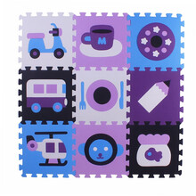 明德儿童泡沫地垫 婴儿爬爬垫宝宝爬行垫 拼接垫子 数字字母交通动物水果拼图垫 男款拼图9片装（送边条） 31.5*31.5*1.4cm