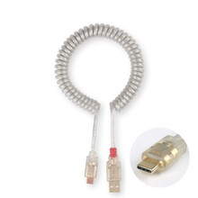 LINDY线USB2.0A公对Mini-B micro type-c螺旋数据线机械键盘客化 银色type-c口 2m