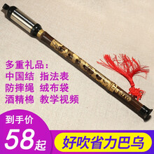 竖吹巴乌天然紫竹音准型民族乐器成人儿童学生初学乐器 F调+礼品+皮盒
