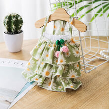 可爱小狗狗衣服春秋薄款夏季公主小型犬泰迪宠物博美猫咪背心裙子 荷叶吊带裙 XS(建议体重1-3斤)