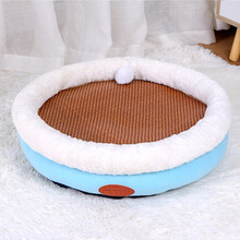 【四季通用 下单带凉席】猫窝狗窝加大号加深猫垫子狗垫子中小型犬猫咪泰迪比熊宠物窝猫睡袋猫床用品 蓝色L号（15斤猫咪/10斤狗狗）