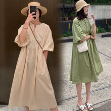 三象鲨孕妇装洋气的孕妇潮妈夏天裙子个性小清新孕妇连衣裙夏季大码女装宽松韩版网红辣妈孕妇外出服 绿色 XXL