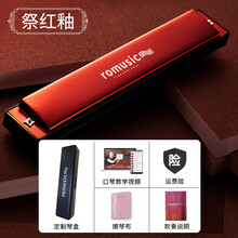 京炫（JINGXUAN)romusic口琴儿童初学者学生成人24孔复音c调入门乐器便携小众 祭红釉【吹奏说明、擦琴布、视频教学】