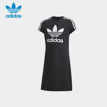 Adidas阿迪达斯童装2021年夏季新款三叶草女大童短袖运动休闲连衣裙 FM5653 黑色FM5653 140