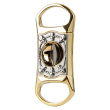 CIGARISM 雪茄主义 个性创意锌合金电镀金属浮雕V剪雪茄剪刀 礼盒包装 24K金电镀+骷髅头