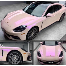 汽车改色膜粉色保时捷taycan冰莓粉电光樱花粉马卡粉全车全国施工 双色梦幻粉