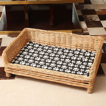 夏季狗窝藤编狗床四季通用宠物窝可拆洗狗屋金毛泰迪犬窝大中小型 原色窝+垫子 四号(体长50cm体重15斤内)