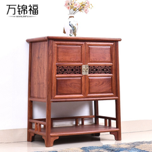 万锦福红木家具缅甸花梨（学名：大果紫檀）餐边柜中式实木玄关柜新中式碗柜客厅鞋柜储物柜 对门玄关柜80*48*98cm