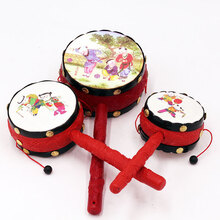 拔浪鼓   婴儿玩具拨浪鼓小孩玩具大中小手摇鼓0-3岁儿童玩具一件 小号图案随机发货