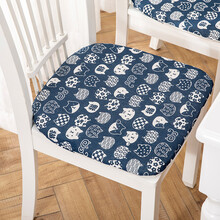 佩雷思 马蹄形椅垫亚麻慢回弹坐垫防滑可拆洗简约现代卡通可爱儿童椅子垫学生教室课桌椅屁垫 【马蹄垫】日式蓝底猫 40*42cm单条装