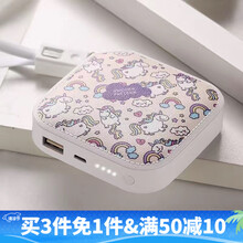 MEKS卡通图案薄迷你便携小巧充电宝20000毫安时适用于vivoppo华为苹果 方块-挂绳-黑-2万-独角兽