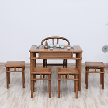 匠人塘红木家具非洲鸡翅木（学名：非洲崖豆木）泡茶桌实木 茶桌椅组合 功夫茶桌 中式家用阳台茶艺桌炮台 (茶桌+凉椅+方凳)六件套