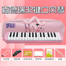 口风琴37键 口风琴32键37键嘉德瑞送吹管儿童学生初学者课堂教学演奏乐器 32键卡通可爱粉【含全套含品+急】