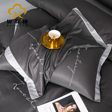 贝莉娅 水洗真丝枕套一对装夏凉冰丝枕头套外套夏天ins北欧风双人夏季 路易斯-石墨灰 48cmX74cm