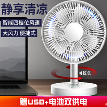 卡西道夫小电风扇usb迷你可充电插电家用卧室静音大风力小型台式风扇学生宿舍用便携桌面小夹扇办公室电扇 可摇头款【2内置锂电池+充电线】-超长续航