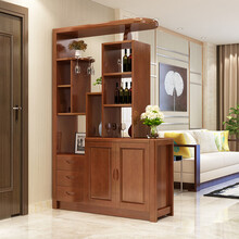 玄关柜门厅柜实木酒柜客厅隔断柜双面玄关柜现代简约屏风门厅柜间厅柜进门鞋柜 虎雀（HUQUE） 1.3米【胡桃色】 组装 框架结构