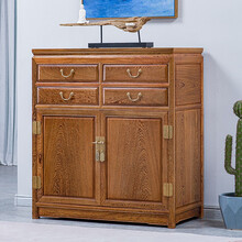 寻古红木家具非洲鸡翅木（学名：非洲崖豆木）斗柜卧室储物柜实木新中式厨房收纳储藏玄关柜 A款：长98*宽48*高108cm