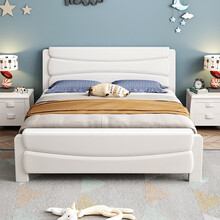 源百伦 床 实木床1.8米双人床1.5m床白色现代简约1.35米1.2米1米单人床经济型主卧家用储物 单床【四色选择 下单留言备注】 1.米*1.92米框架款