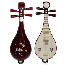 柳琴乐器 演奏级柳琴 双共鸣箱 花梨木柳琴 初学入门考级琴小琵琶 骨花贝雕柳琴(鸳鸯图案)