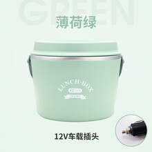 特莱雅电热饭盒 免注水加热饭盒304不锈钢车载保温便当盒 全身水洗插电低音上班族办公室便捷式热饭神器 薄荷绿（12V车载款）