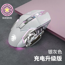 前行者无线蓝牙双模鼠标可充电式非静音粉色可爱笔记本家用游戏电竞女生无线适用于苹果惠普联想电脑办公 银灰色 可充电 升级版