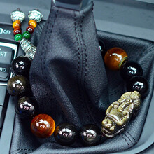 卡丽蒂 汽车档位珠车内饰品高档创意车载挂件出入平安保男士女个性手动挡自动挡把佛珠装饰用品 18MM-金曜石貔貅档位珠