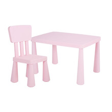 儿童可拆儿童学习桌/小餐桌塑料桌饭桌写字桌 长方形儿童桌子 糖果粉长方桌+粉椅 阿木童