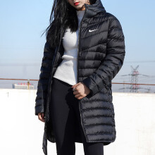 耐克（NIKE）羽绒服女装季运动服加厚保暖防风外套中长款休闲连帽外套 CU5092-010(75%灰鸭绒) S