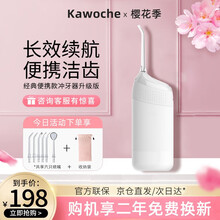 凯沃斯家用冲牙器 洗牙器 水牙线 随身便携式洁牙仪冲洗牙结石电动口腔牙齿清洁器正畸神器送男女朋友礼物 皓月白【共6支喷嘴】