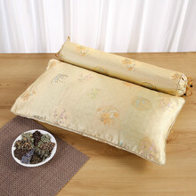 护颈椎枕决明子荞麦壳治颈椎枕修复颈椎专用糖果圆柱中药枕头枕芯 素雅黄（套装）