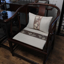 乐唯仕 红木椅子坐垫四季通用加厚高密度海绵椅垫新中式实木家具家用餐椅圈椅太师椅茶椅餐桌椅座垫垫子定制 锦如画-亚麻灰 44cm*50cm(含3cm海绵垫)