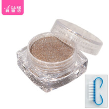 阿嚓热 美甲碎钻粉水晶璀璨指甲亮片闪钻粗细网红美甲砂糖粉装饰工具套装 细款香槟色1盒+羊角刷1个