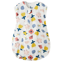 威尔贝鲁(WELLBER)婴儿睡袋宝宝防踢被三层纱布斜门襟大空间睡袋透气宝宝春夏薄款缤纷花朵90cm