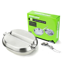 BINGOO户外野营饭盒 美军304不锈钢饭盒便携餐具野餐具便当盒 美式小号饭盒+折叠叉勺+折叠筷子